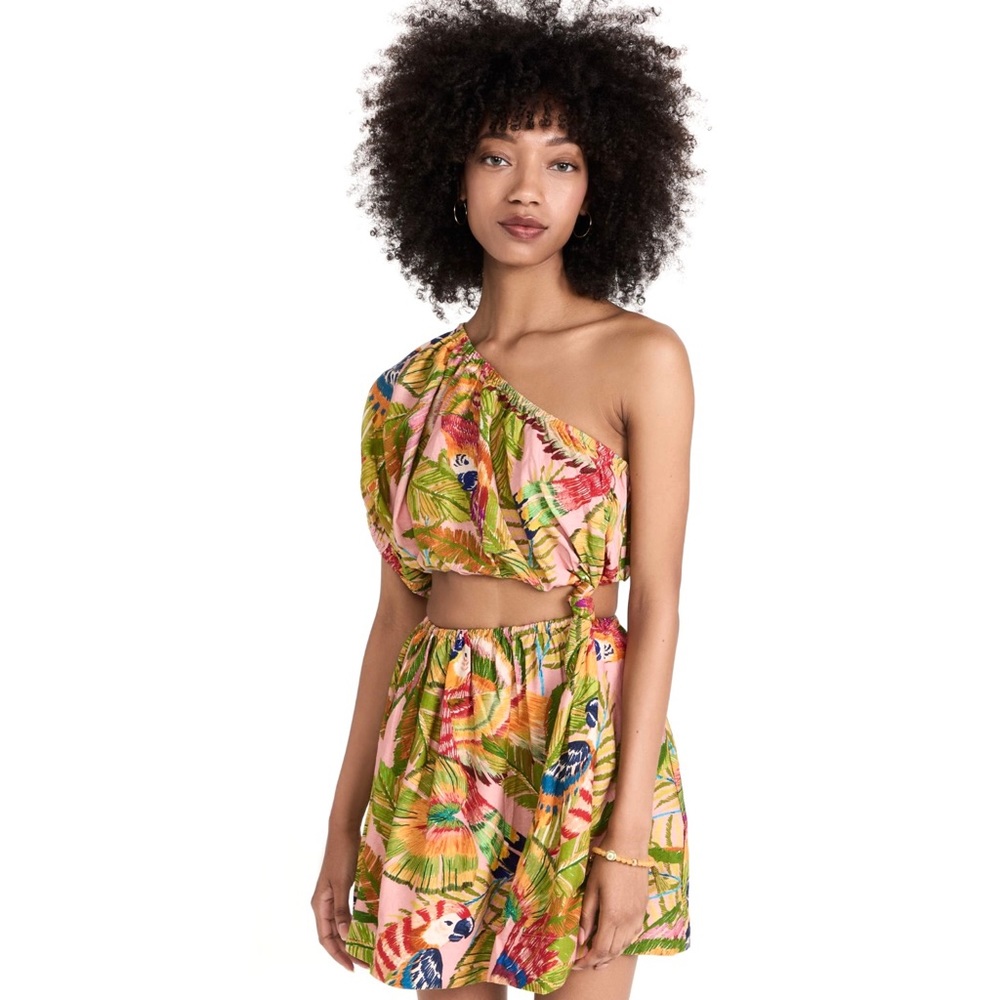 FARM RIO PRINTED CUT-OUT MINI DRESS